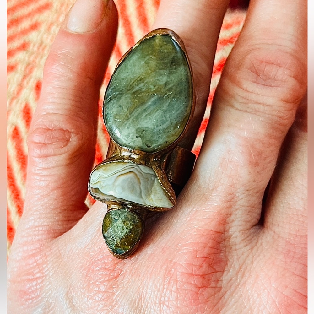 Foxlark OOAK Multi-Stone Statement Ring 7 - Massive 2” Face & 13.7g